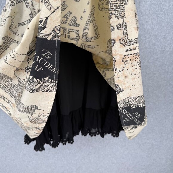 Harry Potter Marauders Map Dress Size S Black Cream Corset Sweetheart Milkmaid - Picture 4 of 15